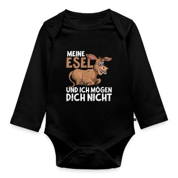 Meine Esel und ich mögen dich nicht Lustiges Esel - Baby Bio-Langarm-Body - Schwarz - Vorne