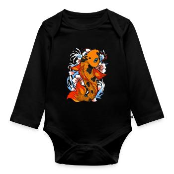 Koi Karpfen - Baby Bio-Langarm-Body - Schwarz - Vorne
