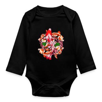 Pisciculteur japonais Nishikigoi Koi carpe - Body Bébé bio manches longues - noir - Devant