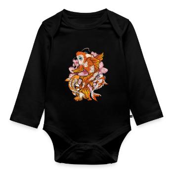 Fleur de cerisier Nishikigoi Cadeau Sakura Koi Carpe - Body Bébé bio manches longues - noir - Devant