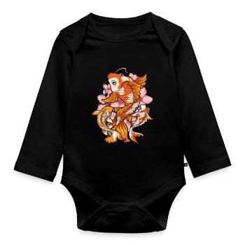 Sakura Nishikigoi Kirschblüte Geschenk Koi Karpfen - Baby Bio-Langarm-Body - Schwarz - Vorne
