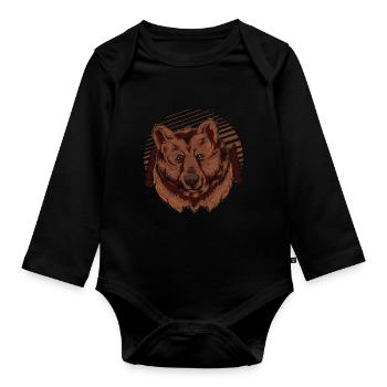 Brown Bear Forest Animal Forest Dweller Gift Bear - Organic Longsleeve Baby Bodysuit - black - Front