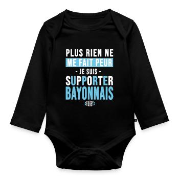 Rugby Bayonne cadeau supporter bayonnais - Body Bébé bio manches longues - noir - Devant