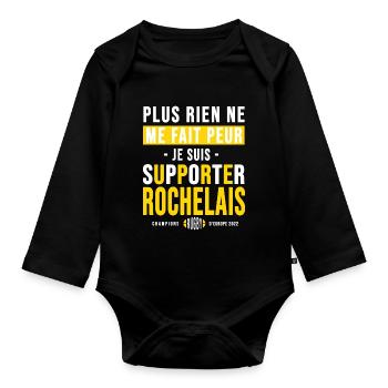 Rugby La Rochelle cadeau supporter Rochelais - Body Bébé bio manches longues - noir - Devant