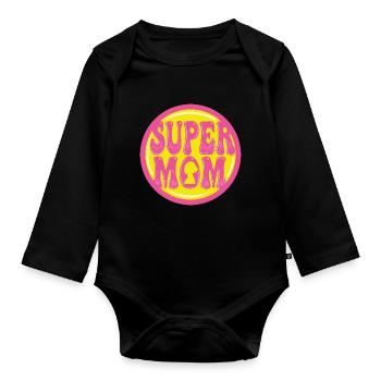 Fête des Mères Maman Maman Maman - Body Bébé bio manches longues - noir - Devant