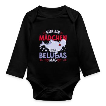Beluga Ozean Tier Mädchen Geschenk Beluga Wal - Baby Bio-Langarm-Body - Schwarz - Vorne