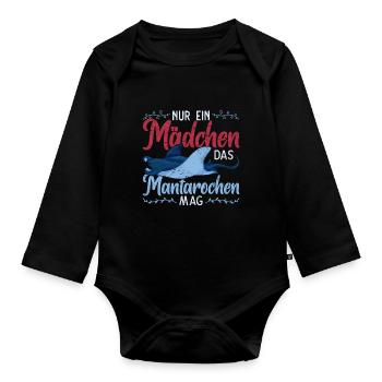 Nur ein Mädchen das Mantarochen mag Mantarochen - Baby Bio-Langarm-Body - Schwarz - Vorne