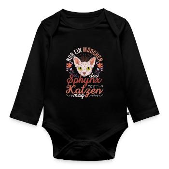 Okkult Nacktkatze Mädchen Geschenk Sphynx Katze - Baby Bio-Langarm-Body - Schwarz - Vorne