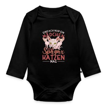 Okkultismus Katze Mädchen Geschenk Sphynx Katze - Baby Bio-Langarm-Body - Schwarz - Vorne
