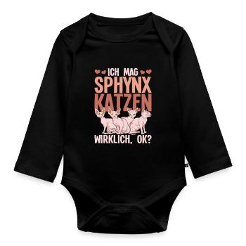 Okkult Nacktkatze Geschenk Lustiges Sphynx Katze - Baby Bio-Langarm-Body - Schwarz - Vorne