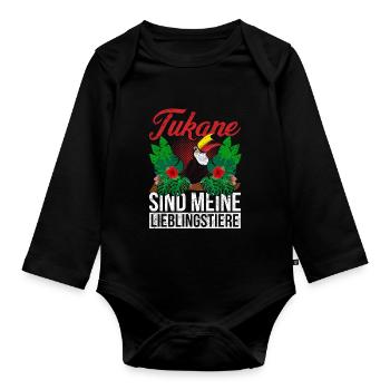 Tukane sind meine Lieblingstiere Lustiges Tukan - Baby Bio-Langarm-Body - Schwarz - Vorne