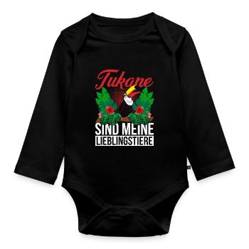 Lieblingstier Exotischer Vogel Geschenk Tier Tukan - Baby Bio-Langarm-Body - Schwarz - Vorne