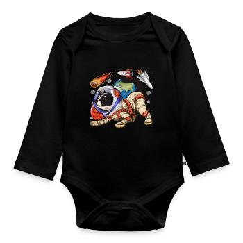 Astronaut Chiens Cadeau Bouledogue Français - Body Bébé bio manches longues - noir - Devant