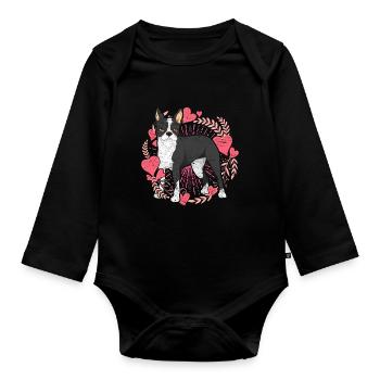 Les chiens adorent Bostie Gift Boston Terrier - Body Bébé bio manches longues - noir - Devant