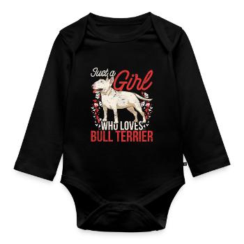 Juste une fille qui aime le bull terrier terrier - Body Bébé bio manches longues - noir - Devant