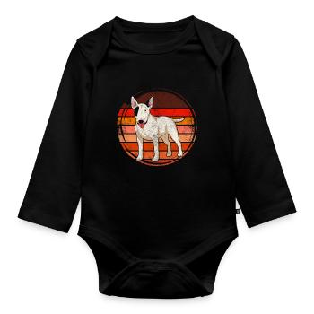 Hunde Retro Bull Terrier - Baby Bio-Langarm-Body - Schwarz - Vorne