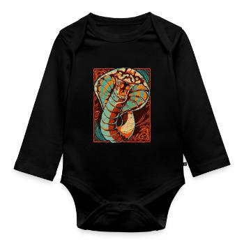 Reptilien Schlange Geschenk Farbenfrohes Kobra - Baby Bio-Langarm-Body - Schwarz - Vorne