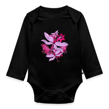 Bunte Blumen Insekt Geschenk Tierliebhaber Libelle - Baby Bio-Langarm-Body - Schwarz - Vorne