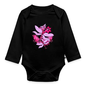 Fleurs colorées Insecte Animal Cadeau Libellule - Body Bébé bio manches longues - noir - Devant
