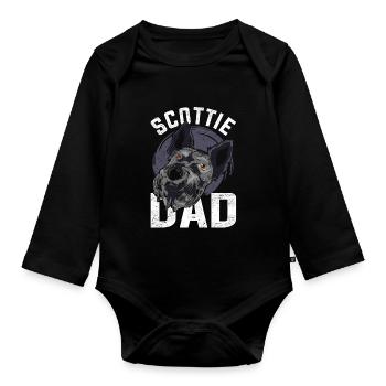 Scottie Papa Father's Day Gift Scottish Terrier - Organic Longsleeve Baby Bodysuit - black - Front