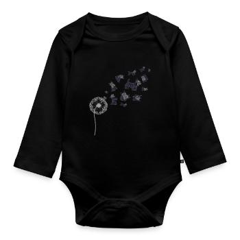 Hundebesitzer Geschenk Pusteblume Scottish Terrier - Baby Bio-Langarm-Body - Schwarz - Vorne
