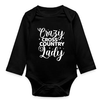 Crazy Cross Country Lady - Organic Longsleeve Baby Bodysuit - black - Front