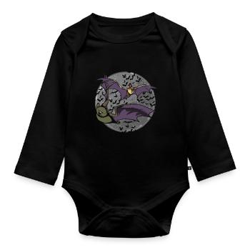 Full Moon Bat Swarm Gift Bat - Body Bébé bio manches longues - noir - Devant