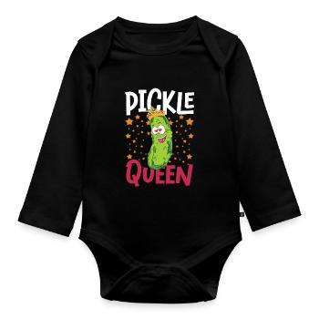 Gherkins Queen Vegetables Women Gift Cucumber - Organic Longsleeve Baby Bodysuit - black - Front