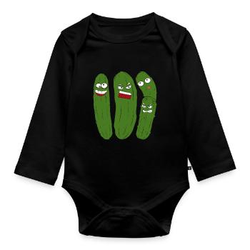 Saure Gurke Essiggurke Geschenk Lustiges Gurke - Baby Bio-Langarm-Body - Schwarz - Vorne