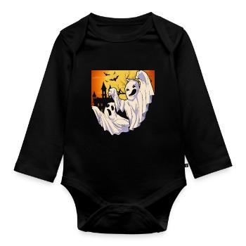 Fantôme effrayant Cadeau d’Halloween Fantôme - Body Bébé bio manches longues - noir - Devant