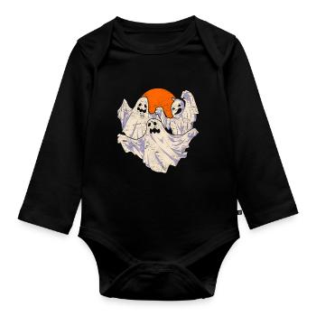 Ghost Halloween Costume Gift Ghost - Organic Longsleeve Baby Bodysuit - black - Front