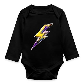 Stilisierter Blitz - Baby Bio-Langarm-Body - Schwarz - Vorne