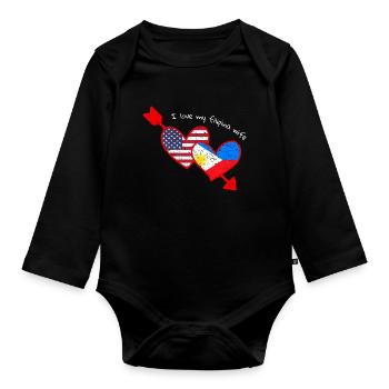 Filipina Wife Design für stolze Pinoys - Baby Bio-Langarm-Body - Schwarz - Vorne
