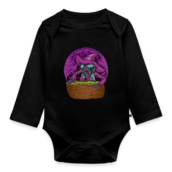 Chapeau de sorcière Halloween Cadeau Sorcière effrayante - Body Bébé bio manches longues - noir - Devant
