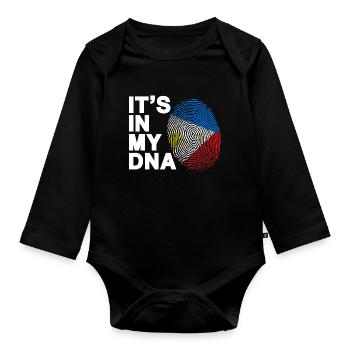 Philippinen DNA Design für stolze Pinoys - Baby Bio-Langarm-Body - Schwarz - Vorne