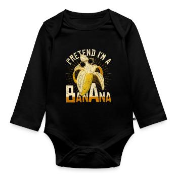 Je fais semblant d’être une banane Drôle de banane - Body Bébé bio manches longues - noir - Devant
