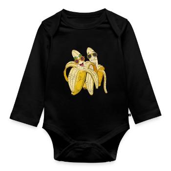 Cool Sunglasses Fruit Gift Funny Banana - Organic Longsleeve Baby Bodysuit - black - Front