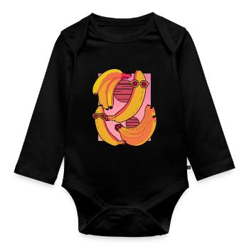 Retro Sunglasses Fruit Fruit Gift Banana - Organic Longsleeve Baby Bodysuit - black - Front