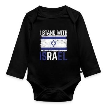 Ich stehe zu Israel Flagge Geschenk Israel - Baby Bio-Langarm-Body - Schwarz - Vorne