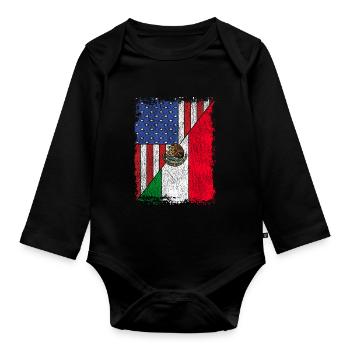 Drapeau mexicain USA Cadeau Mexique américain - Body Bébé bio manches longues - noir - Devant