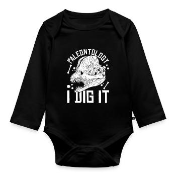 Dino Paleontologist Gift Funny Paleontology - Organic Longsleeve Baby Bodysuit - black - Front