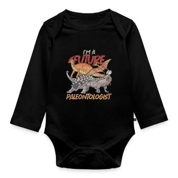 I am a future paleontologist paleontology - Organic Longsleeve Baby Bodysuit - black - Front