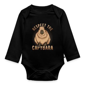 Amoureux des animaux Cadeau de rongeurs Drôle Capybara - Body Bébé bio manches longues - noir - Devant