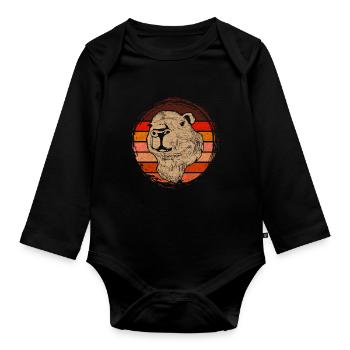Cute Rodent Animal Gift Retro Capybara - Organic Longsleeve Baby Bodysuit - black - Front