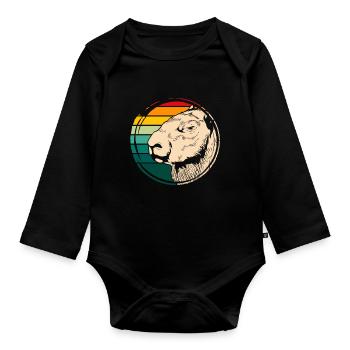 Animal Lover Rodent Gift Retro Capybara - Organic Longsleeve Baby Bodysuit - black - Front