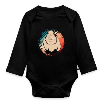 Retro Rodent Animal Lover Gift Capybara - Organic Longsleeve Baby Bodysuit - black - Front