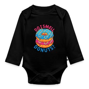 Candy Funny Gift Sprinkles Donuts - Organic Longsleeve Baby Bodysuit - black - Front