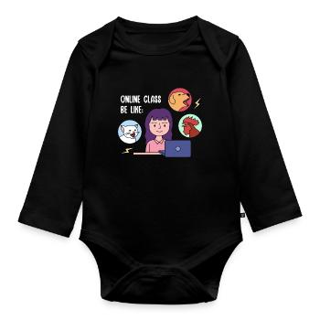 Online class design for young proud Pinoys - Organic Longsleeve Baby Bodysuit - black - Front