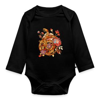 Vintage Flowers Predator Gift Reptile Snake - Organic Longsleeve Baby Bodysuit - black - Front