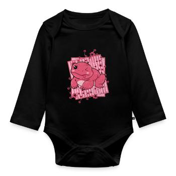 Blumen Amphibien Geschenk Lustiges Kawaii Frosch - Baby Bio-Langarm-Body - Schwarz - Vorne
